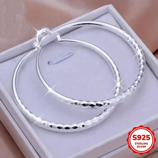 Brincos Femininos Grandes Circulares de Prata Esterlina: Elegância para Qualquer Ocasião - azhotdeal.com